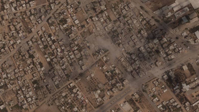 A satellite image shows damage in Rafah, Gaza, on May 7.