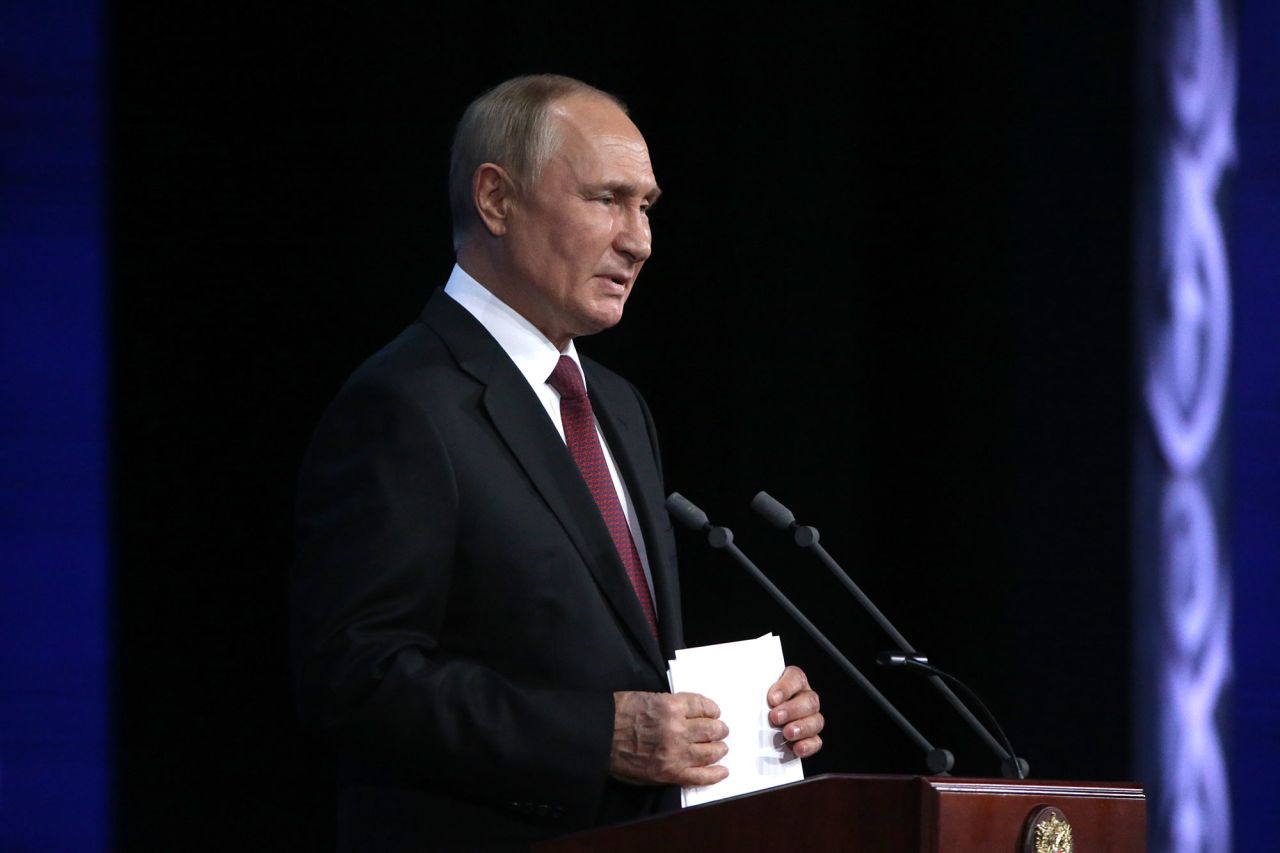 Russian President Vladimir Putin speaks in Moscow, Russia, on September 20.?