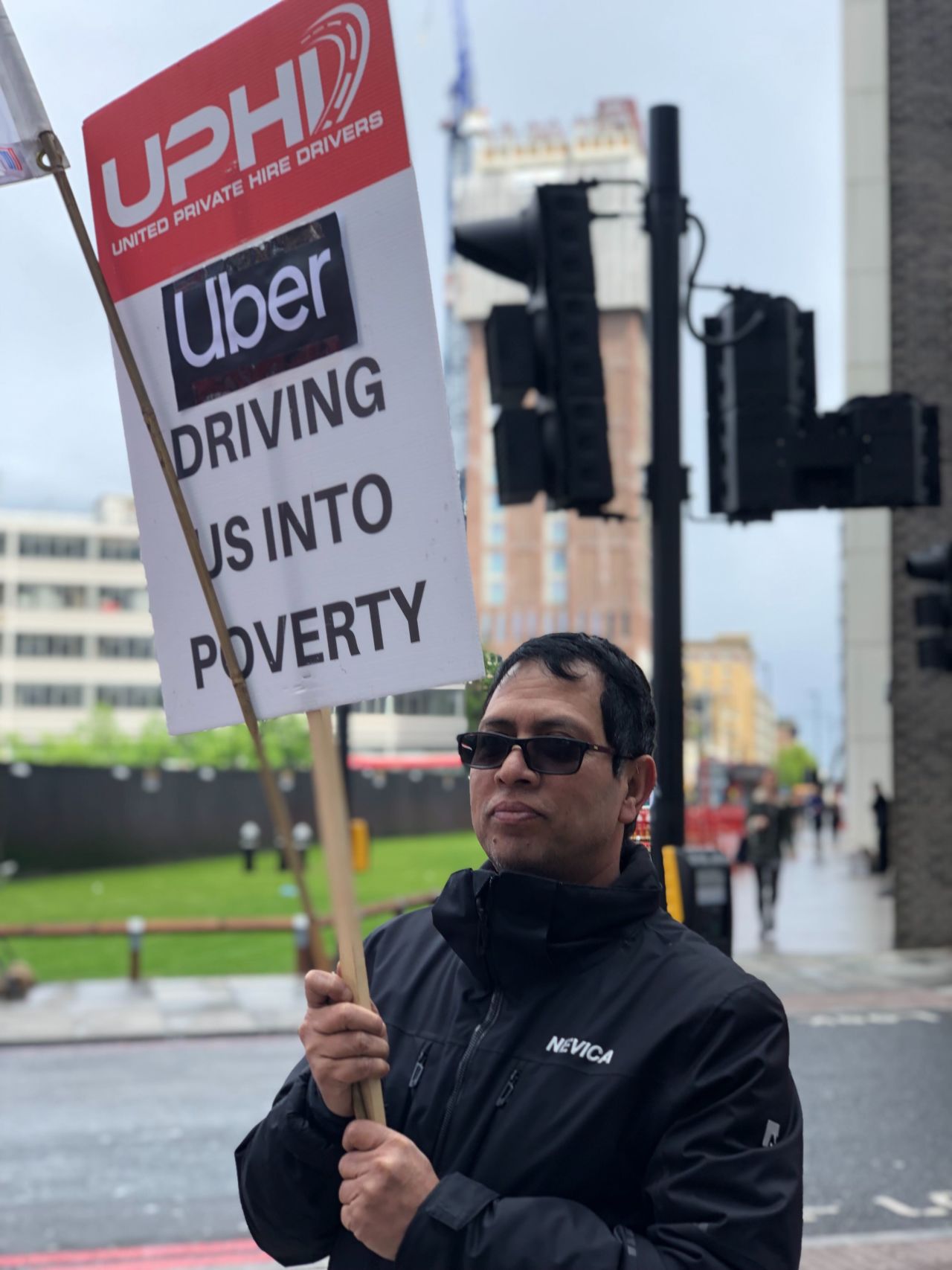 Mohamed Mia, a protester outside Uber's London office on Wednesday.