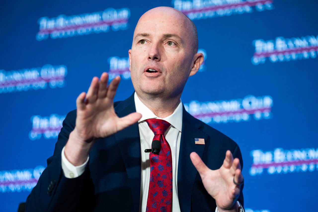 Utah Gov. Spencer Cox participates in a discussion on bipartisanship in Washington, DC, on February 21. 