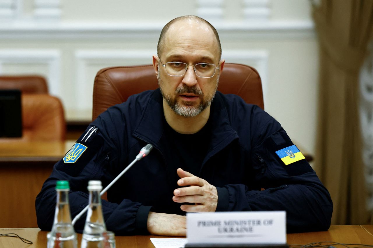 Ukrainian Prime Minister Denys Shmyhal speaks in Kyiv, Ukraine, on July 19.