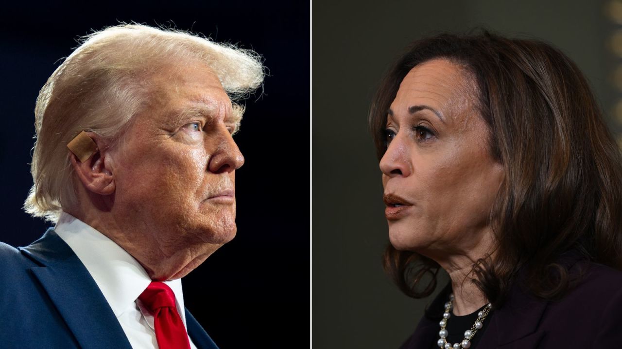 Former President Donald Trump (L) and Vice President Kamala Harris.