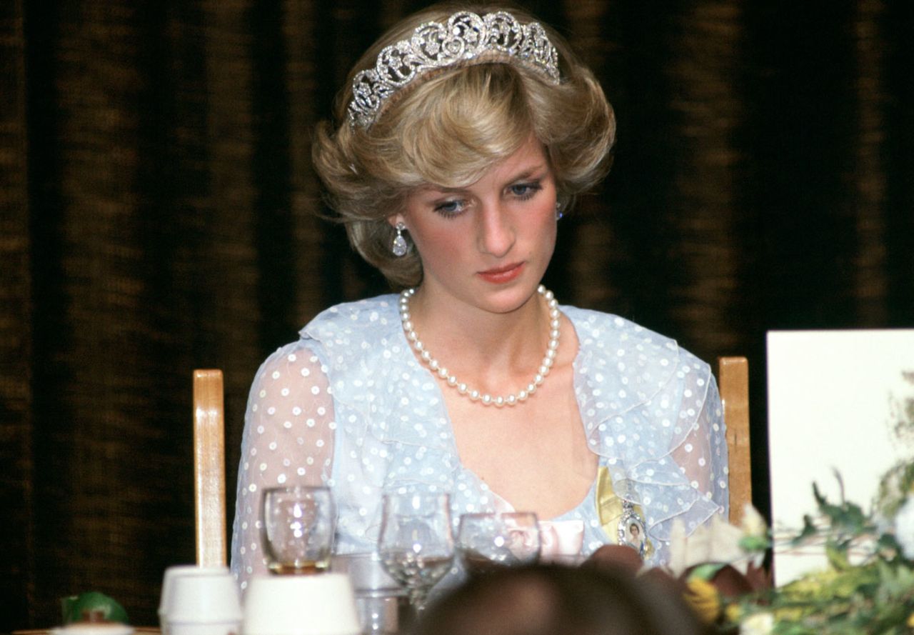 Princess Diana at a banquet in New Zealand on April 20, 1983.