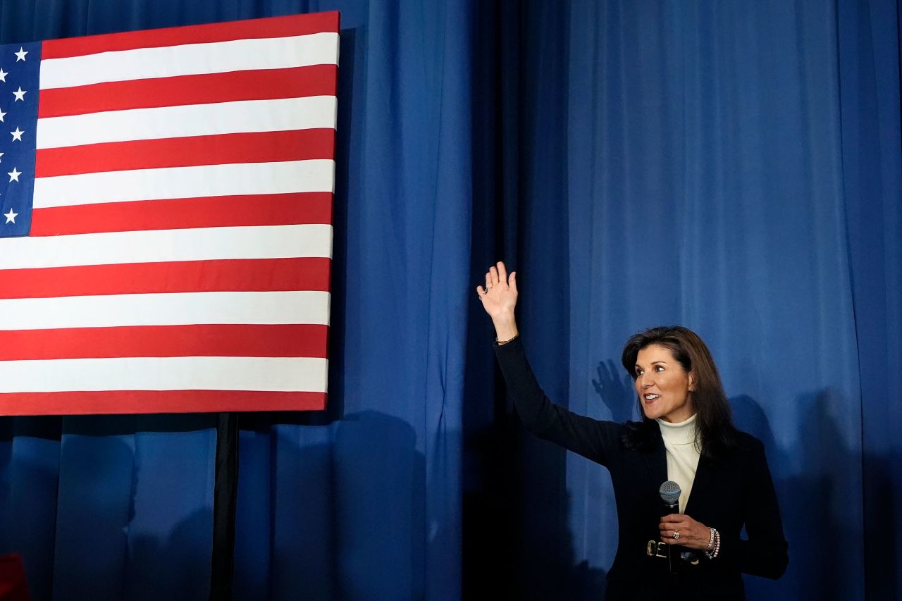 Nikki Haley arrives to speak at a campaign event in South Burlington, Vermont, on Sunday.