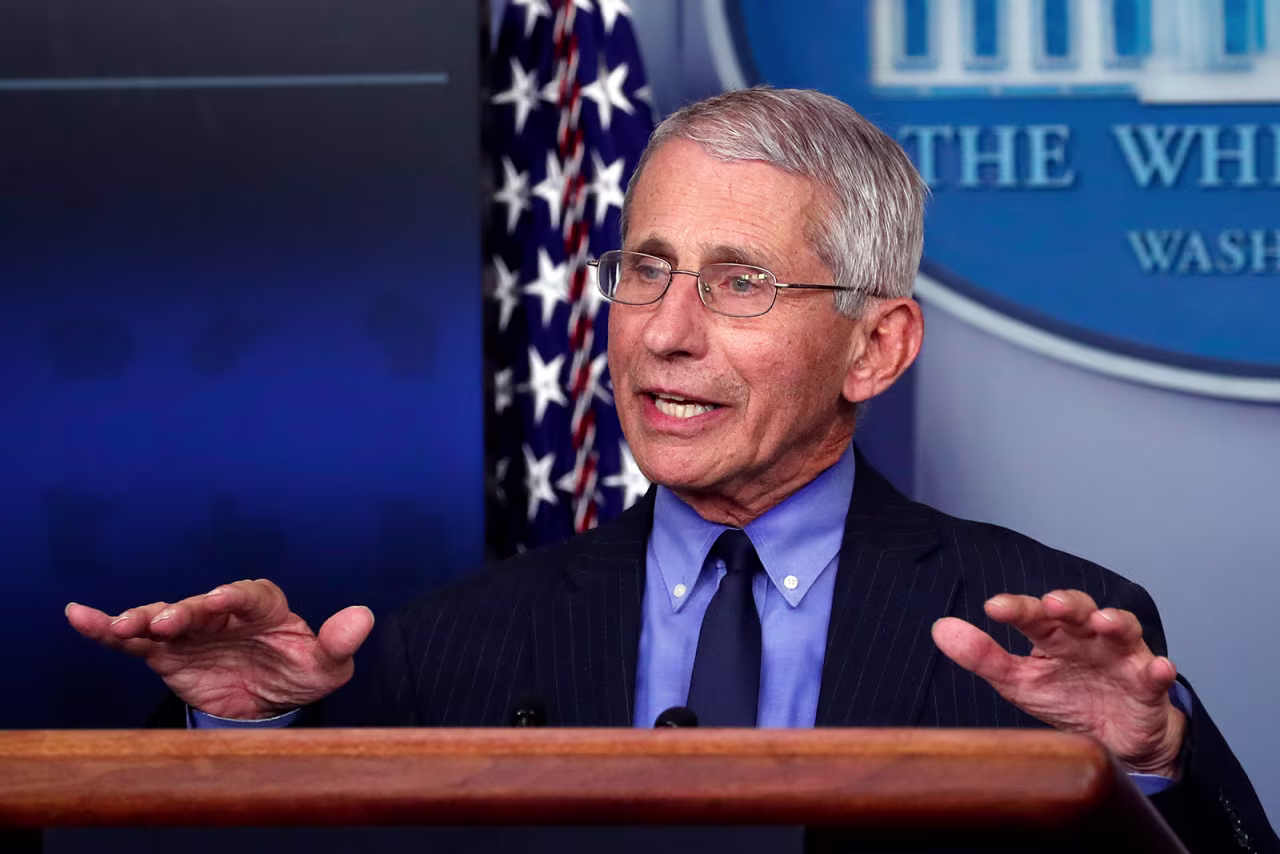 Dr. Anthony Fauci, director of the National Institute of Allergy and Infectious Diseases, speaks about the coronavirus at the White House, on April 17.
