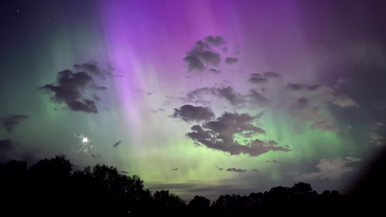 The northern lights can be seen from Eaton Rapids, Michigan, on May 10. 