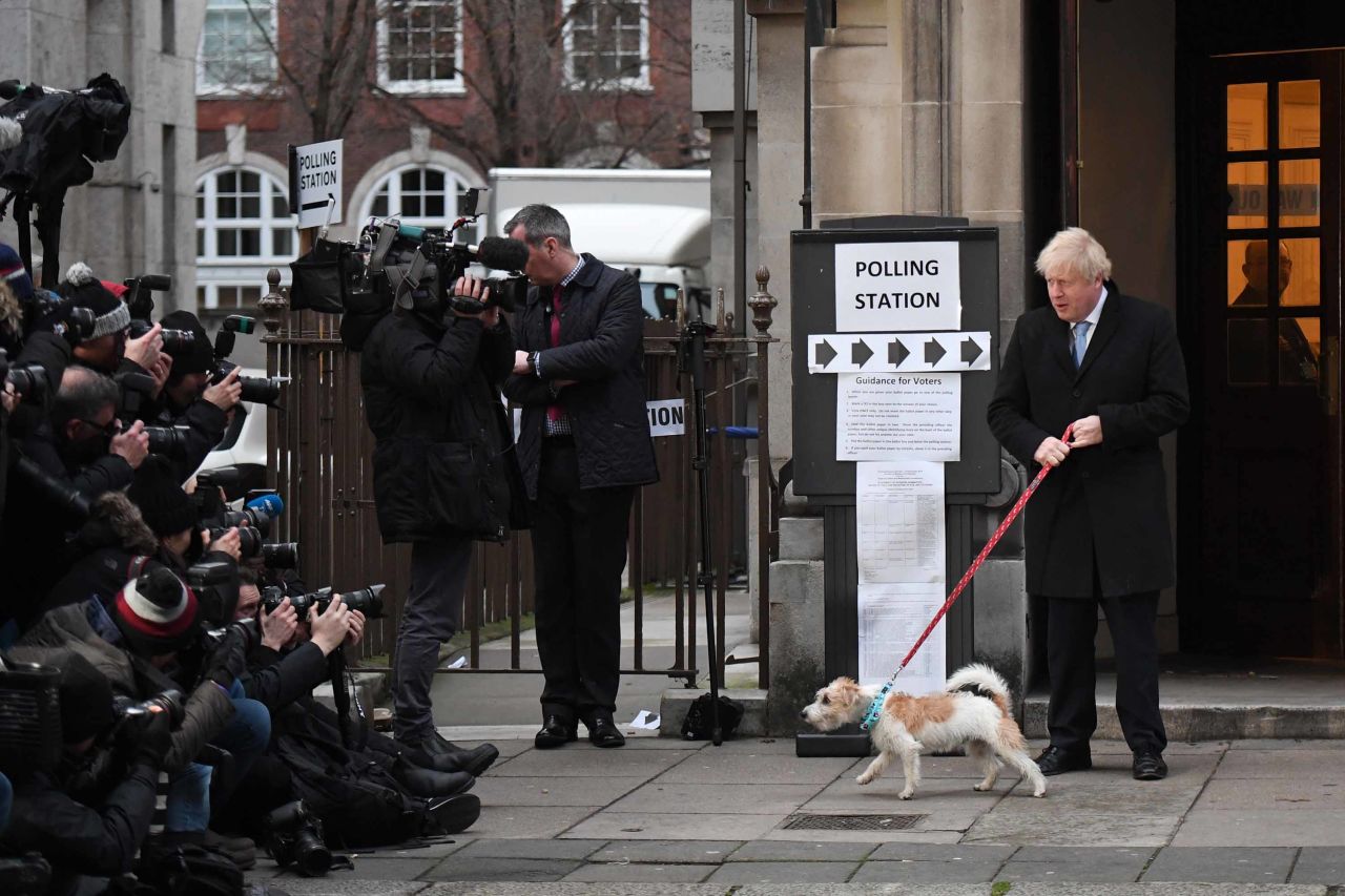 Prime Minister Boris Johnson leaves the Methodist Hall polling station in London. Photo: Chris J Ratcliffe/Getty Images