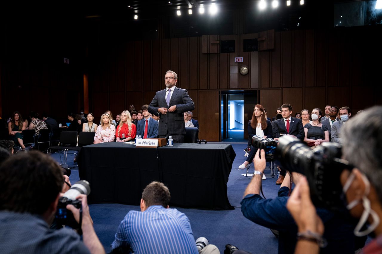 Peiter Zatko is s before the Senate Judiciary Committee on Capitol Hill in Washington, on September 13.