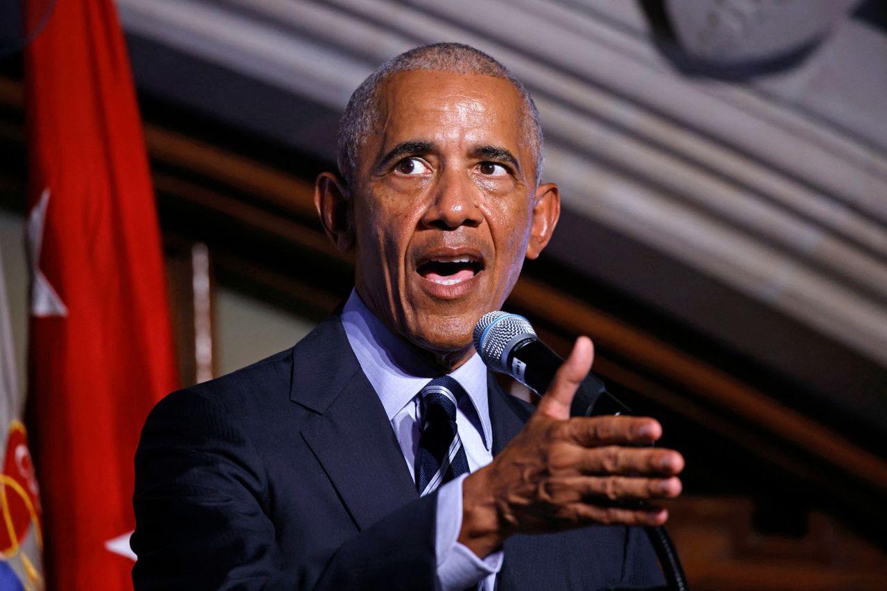 Former President Barack Obama speaks in New York on September 19.