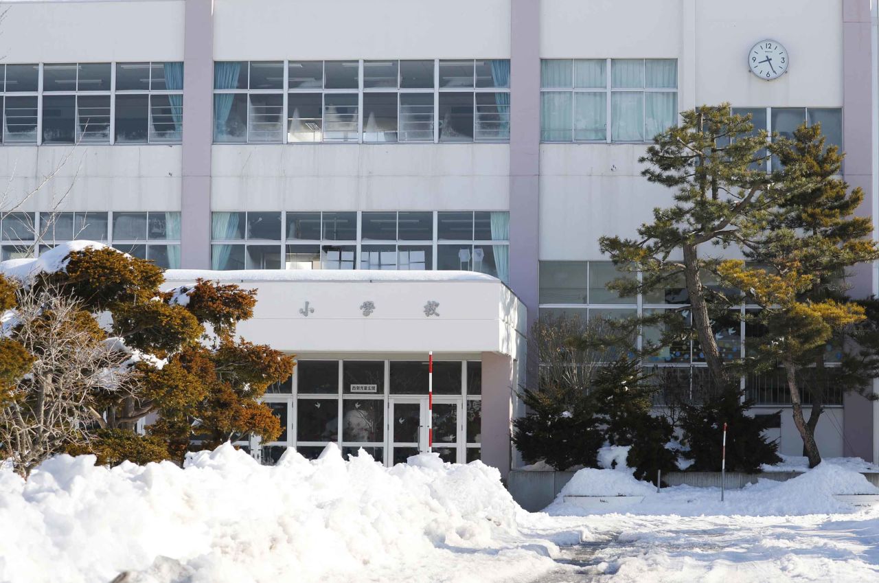 A school closed due to concerns over the coronavirus outbreak is seen in Hokkaido, Japan, on Thursday.