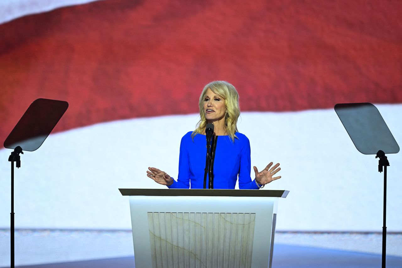 Kellyanne Conway speaks during the third day of the Republican National Convention Milwaukee on Wednesday, July 17.