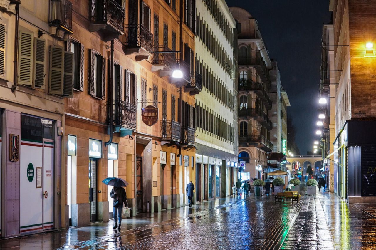 A deserted street in Turin, Italy on January 2 amid the country's coronavirus lockdown measures.