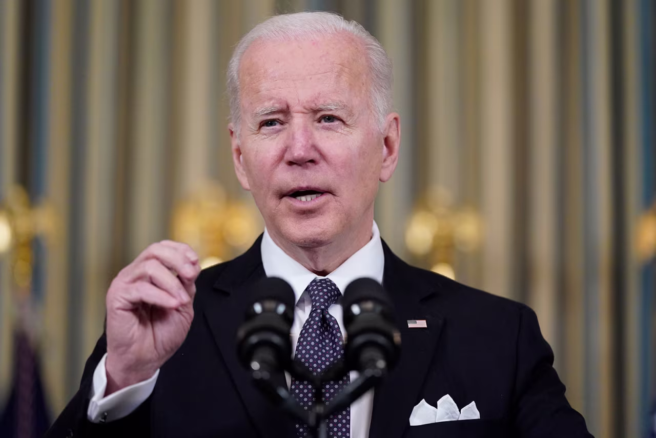 US President Joe Biden speaks at the White House on Monday.