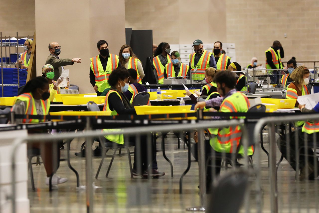 Election workers count ballots on November 3 in Philadelphia, Pennsylvania. 