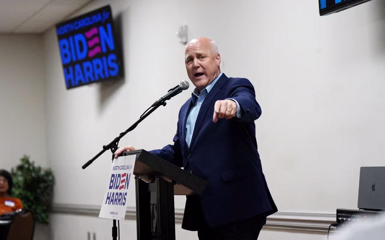 Biden-Harris campaign co-chair Mitch Landrieu speaks at an event at Word Tabernacle Church in Rocky Mount, North Carolina, on May 23.
