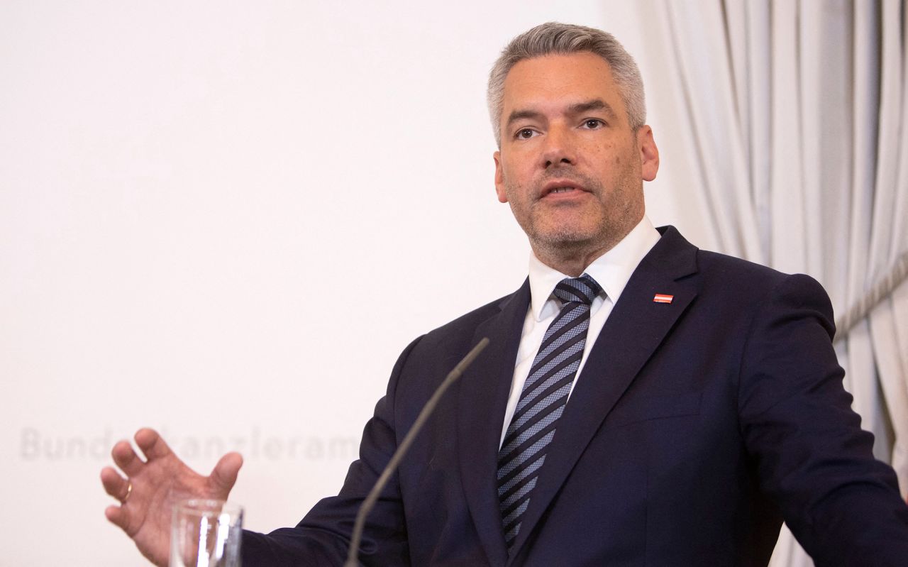 Austrian Chancellor Karl Nehammer attends a press conference in Vienna, Austria, on July 28. 