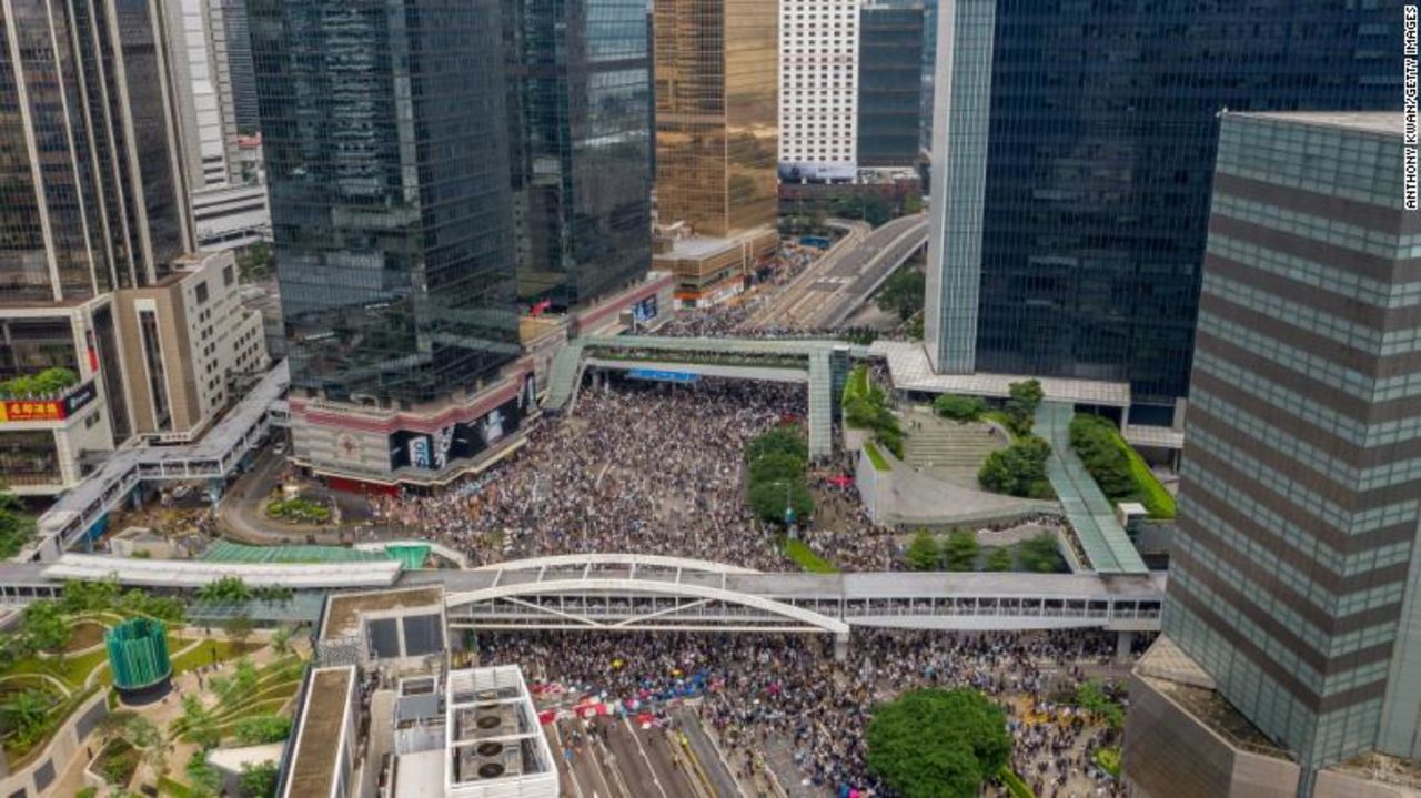 Protesters fill up Harcourt Road in Hong Kong. 