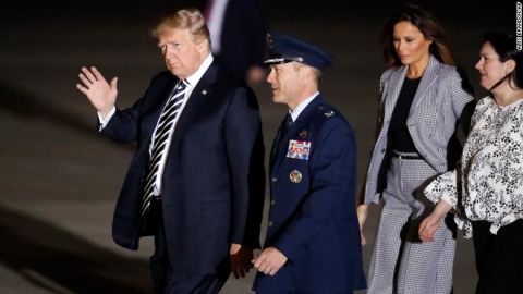 President Donald Trump and the First Lady Melania Trump arrive it Joint Base Andrews.