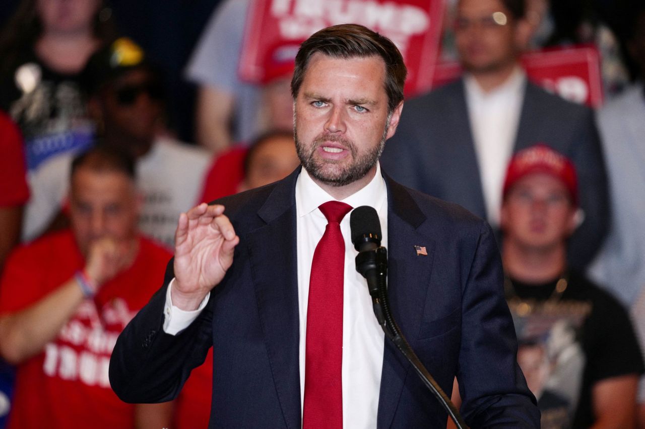 Republican vice presidential candidate JD Vance speaks at a campaign event in Phoenix on September 5.