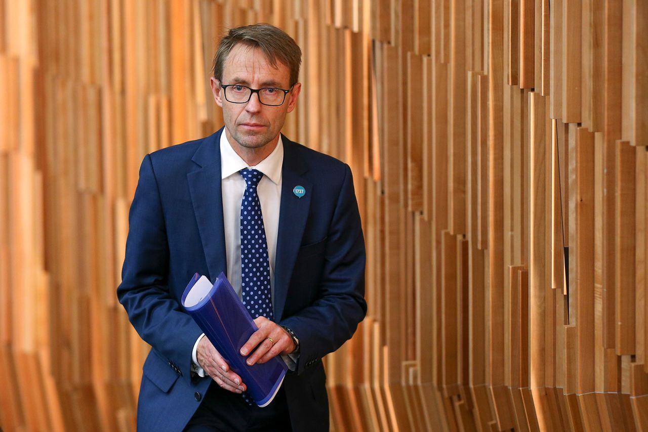 Director-General of Health Dr. Ashley Bloomfield makes an exit after a news conference at the National Library Auditorium on June 18, in Wellington, New Zealand.