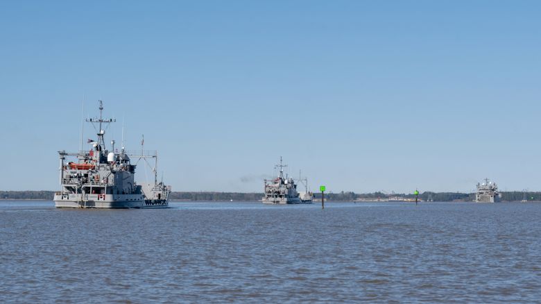 U.S. Army Vessel Matamoros, USAV Wilson Wharf, and USAV Monterrey deploy from Joint Base Langley-Eustis, Virginia, on March 12th, 2024.