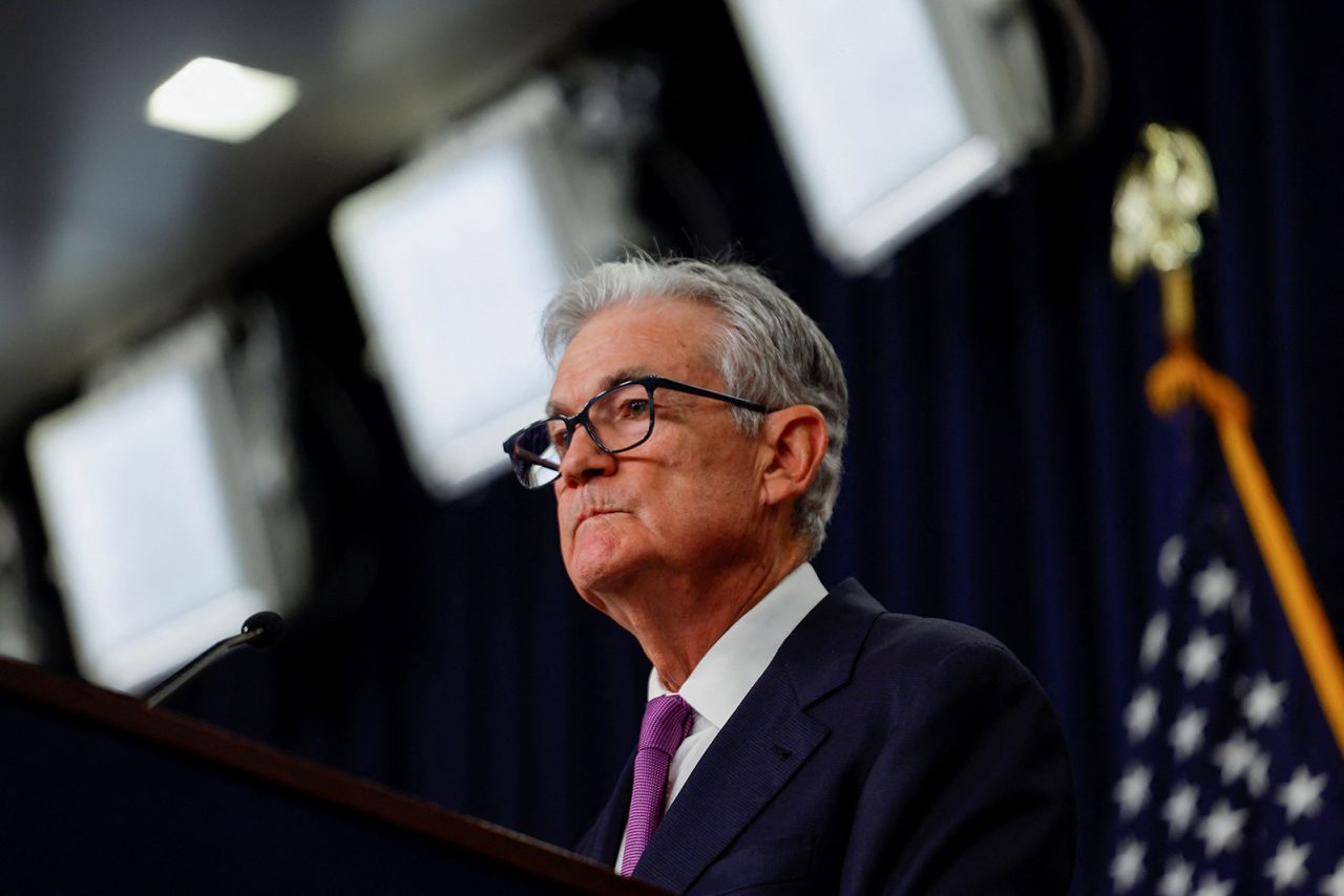 U.S. Federal Reserve Chairman?Jerome?Powell?takes questions from reporters during a press conference after the release of the Fed policy decision to leave interest rates unchanged, at the Federal Reserve in Washington, on September 20.