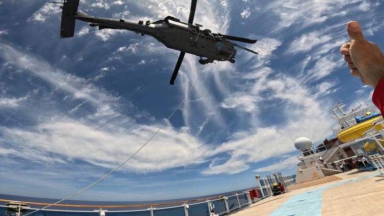 The 920th Rescue Wing successfully conducted a civilian medical airlift operation of a critical patient aboard a cruise ship 350 miles off the eastern coast of U.S. May 4, 2024. The mission, carried out by two HH-60G Pave Hawk helicopters, two HC-130J Combat King II aircraft and two teams of pararescuemen required three air-to-air refuelings to complete. The more than 8-hour mission covered more than 1,200 miles round trip over open ocean. (Courtesy pgoto)