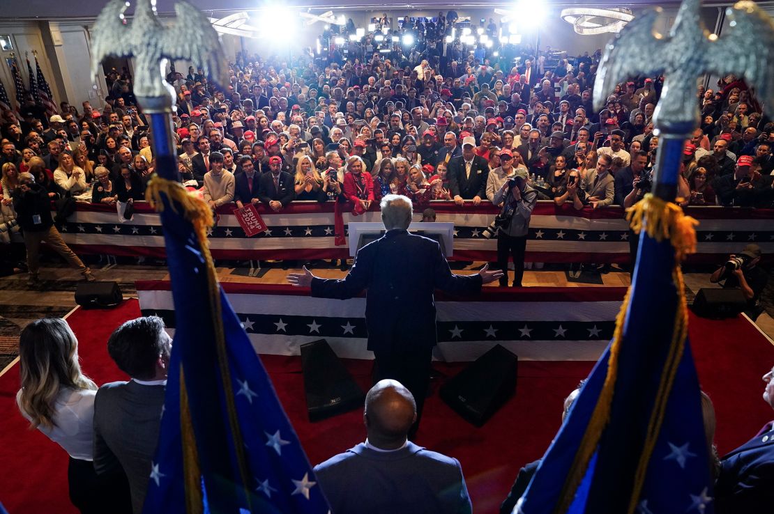 Donald Trump speaks to a crowd in Nashua, New Hampshire, on January 23. 