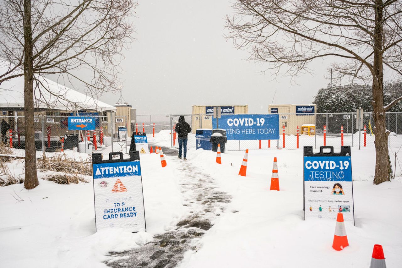 A patient enters a Covid-19 testing site on February 13 in Seattle, Washington.