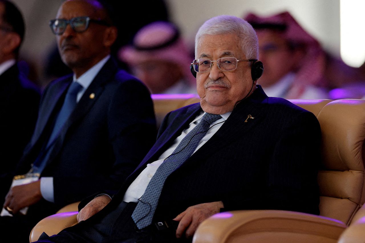 Palestinian President Mahmoud Abbas attends the World Economic Forum in Riyadh, Saudi Arabia, on April 28