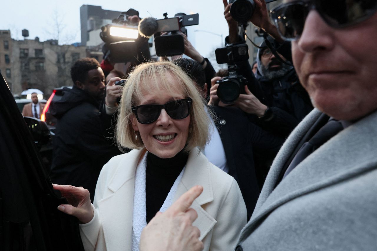 E. Jean Carroll enters a car as she leaves the courthouse on Friday. 