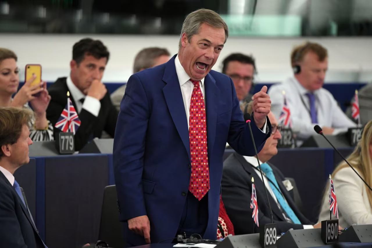 Nigel Farage speaks in the European Parliament on Wednesday.