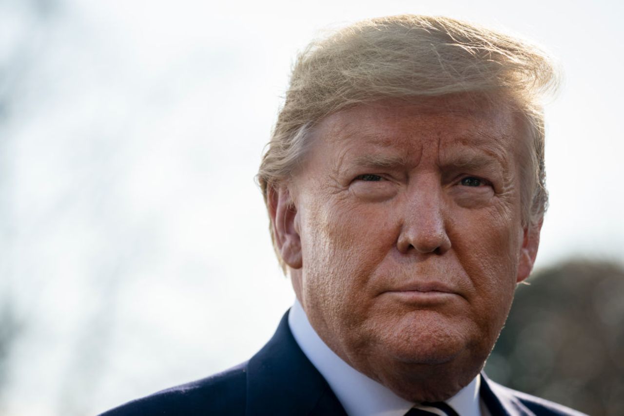 President Donald Trump speaks to reporters on the South Lawn of the White House on March 3.