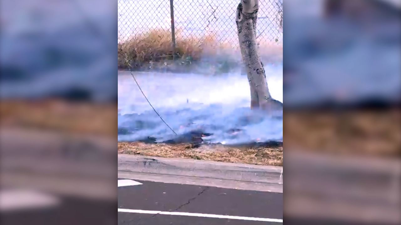 Shane Treu showed the downed powerlne during a Facebook Live video.