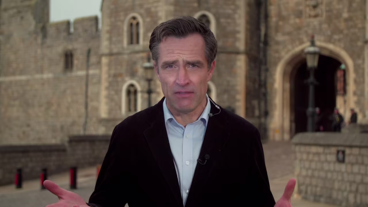 CNN's royal correspondent Max Foster speaks outside outside Windsor Palace in Windsor, England, on March 8.
