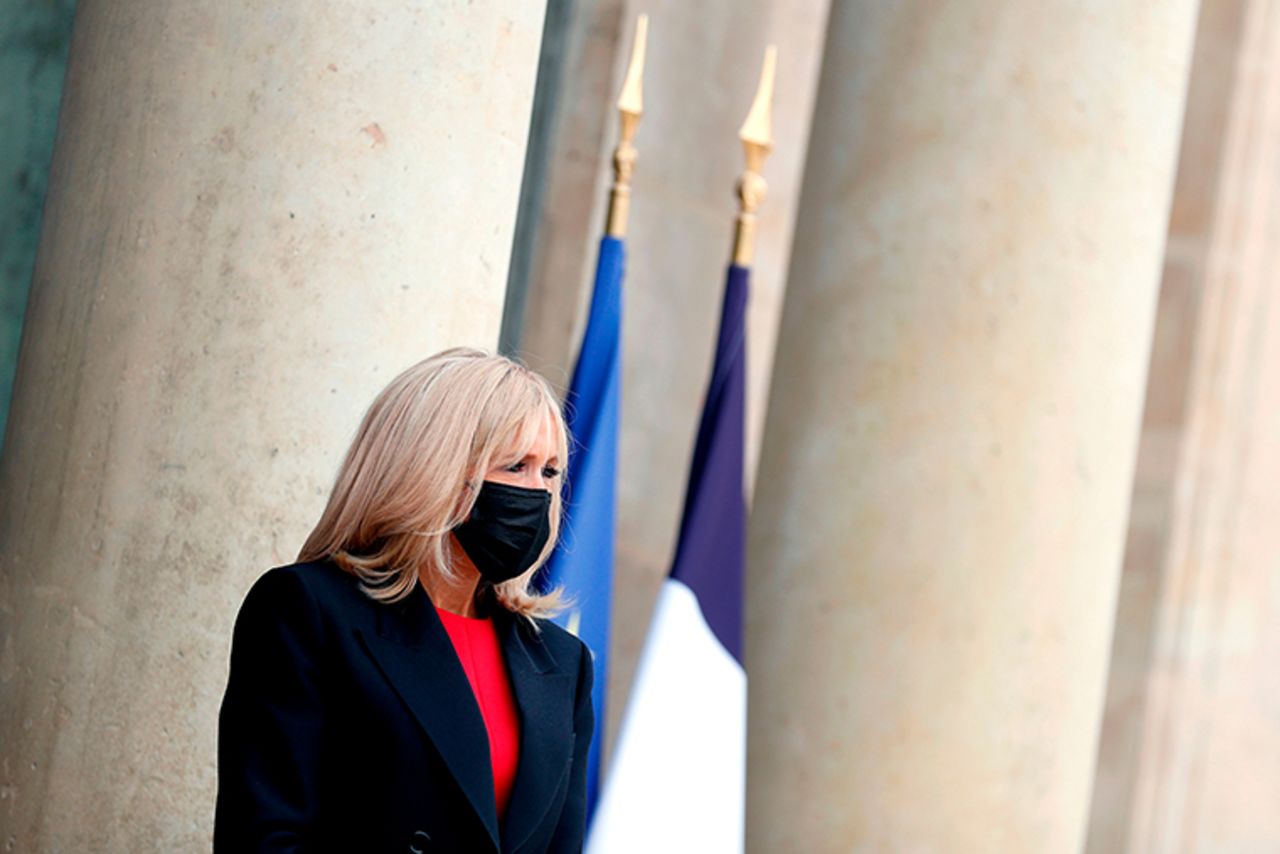 French President's wife Brigitte Macron at the Elysée Palace in Paris on October 8, 2020. 