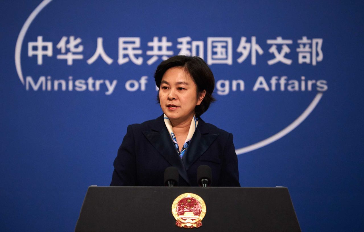 Chinese Foreign Ministry spokesperson Hua Chunying is pictured at a weekly press briefing in Beijing, in March 2018.