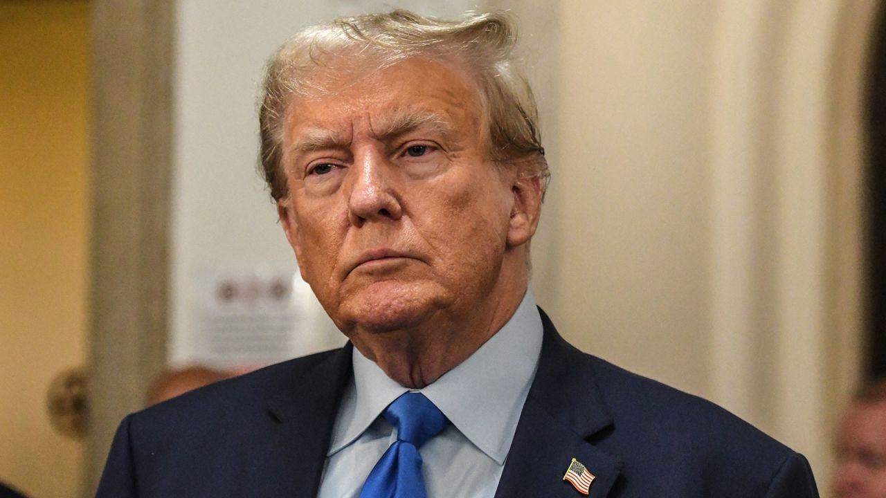 Trump speaks to the members of the media at New York State Supreme Court in New York, on Monday, October 2.