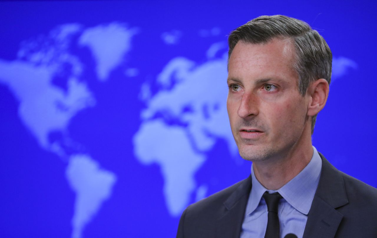 State Department spokesperson Ned Price answers questions from press during the daily press briefing at the State Department in Washington DC, on January 9.