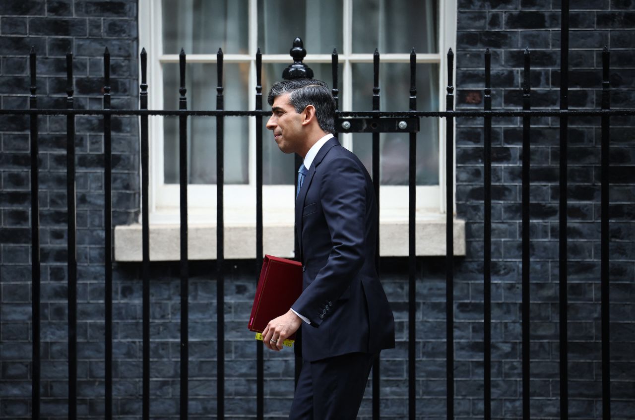 Rishi Sunak leaves 10 Downing Street in central London on Wednesday.