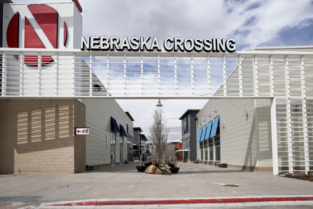 The Nebraska Crossing Outlet shopping mall is seen in Gretna, Nebreska, Tuesday, April 14.