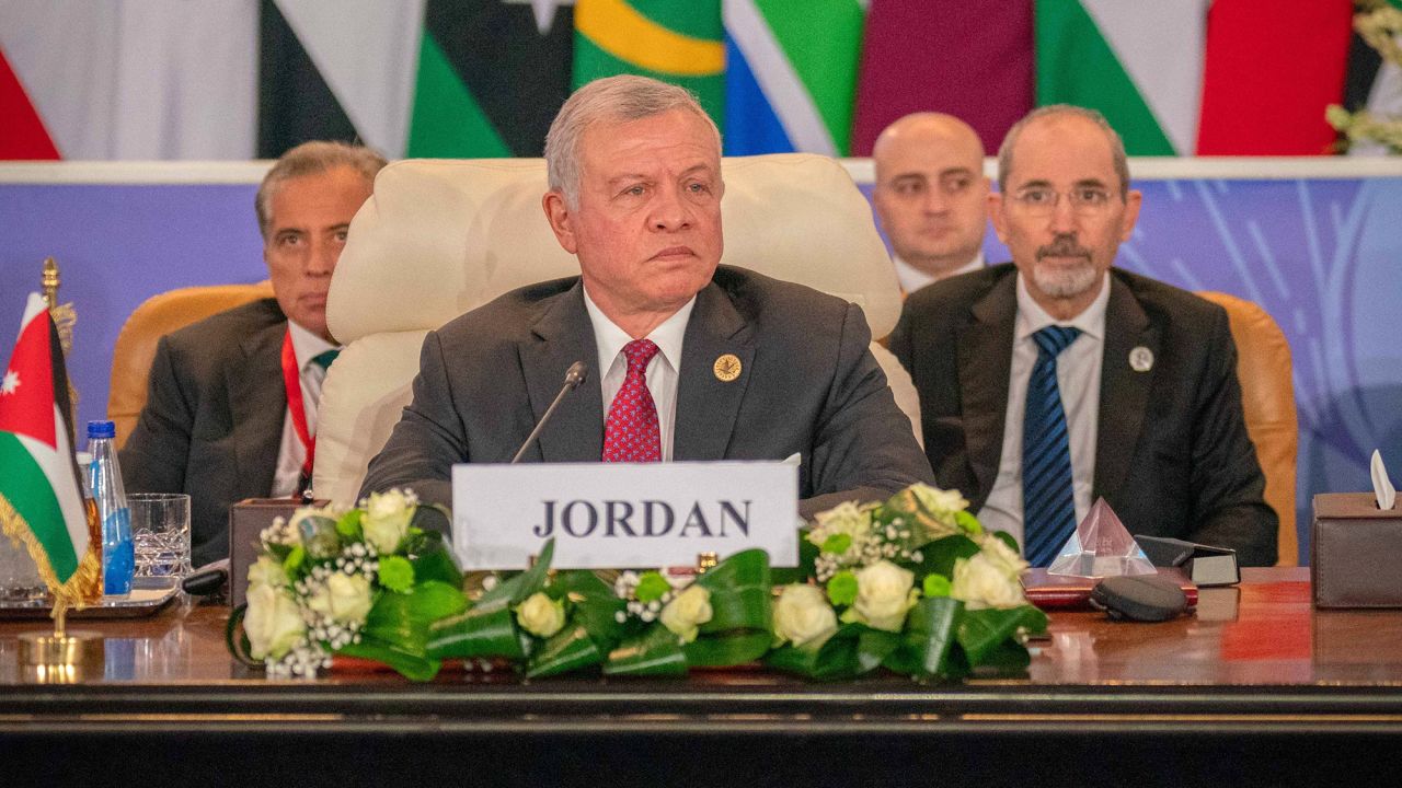 King Abdullah II of Jordan attends The Cairo Peace Summit on October 21. 