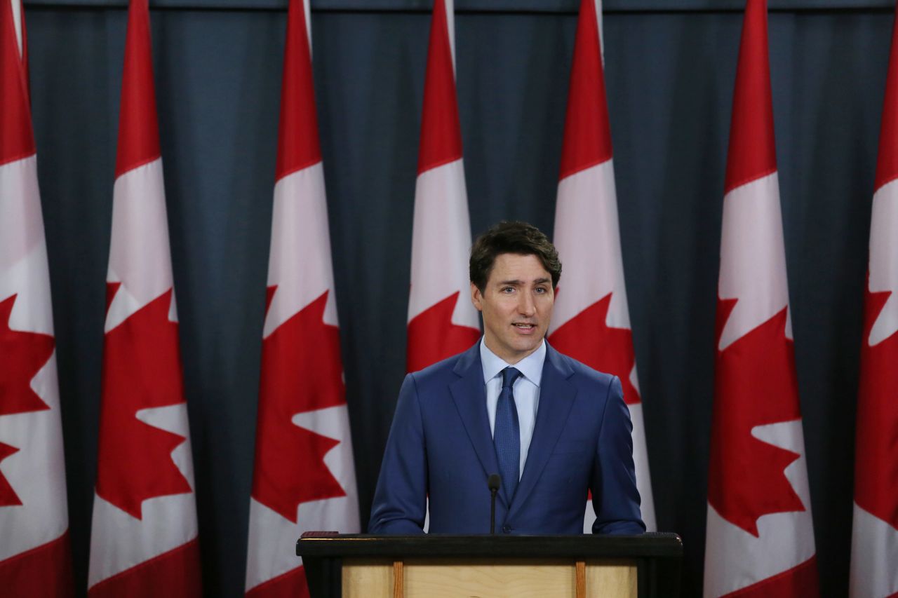 Canadian Prime Minister Justin Trudeau attends a news conference in Ottawa on March 7, 2019.