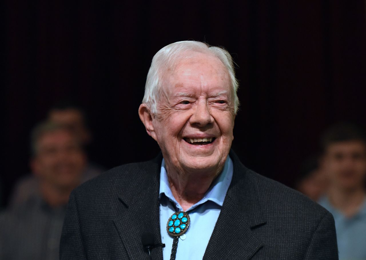 Former President Jimmy Carter speaks to the congregation at Maranatha Baptist Church in Plains, Georgia on April 28, 2019. 