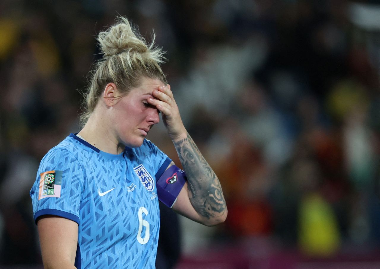 England's Millie Bright looks dejected after her team lost the World Cup final.