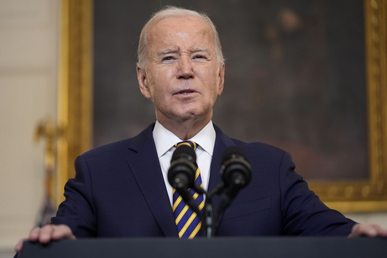 US President Joe Biden speaks at the White House in Washington, DC, on February 6.