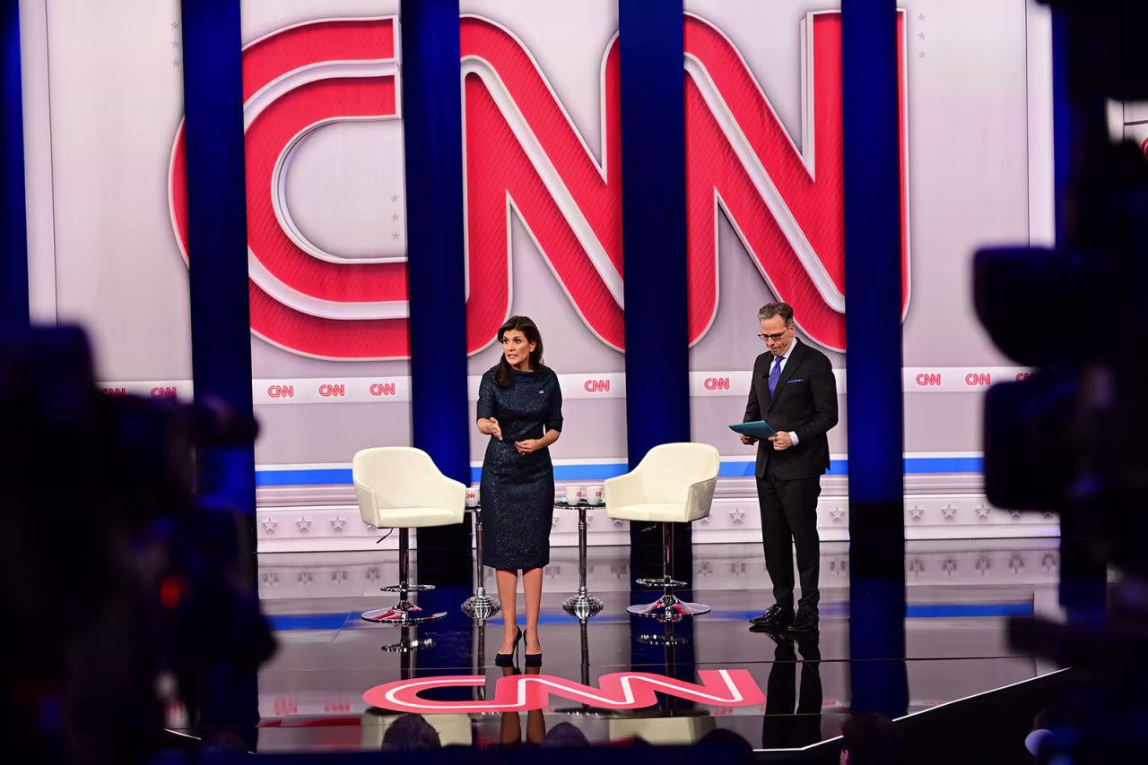 Haley participates in a CNN Republican Presidential Town Hall moderated by CNN’s Jake Tapper at New England College in Henniker, New Hampshire, on Thursday.