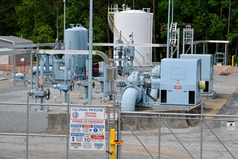 A Colonial Pipeline station is seen, Tuesday, May 11, in Smyrna, Georgia, near Atlanta. 