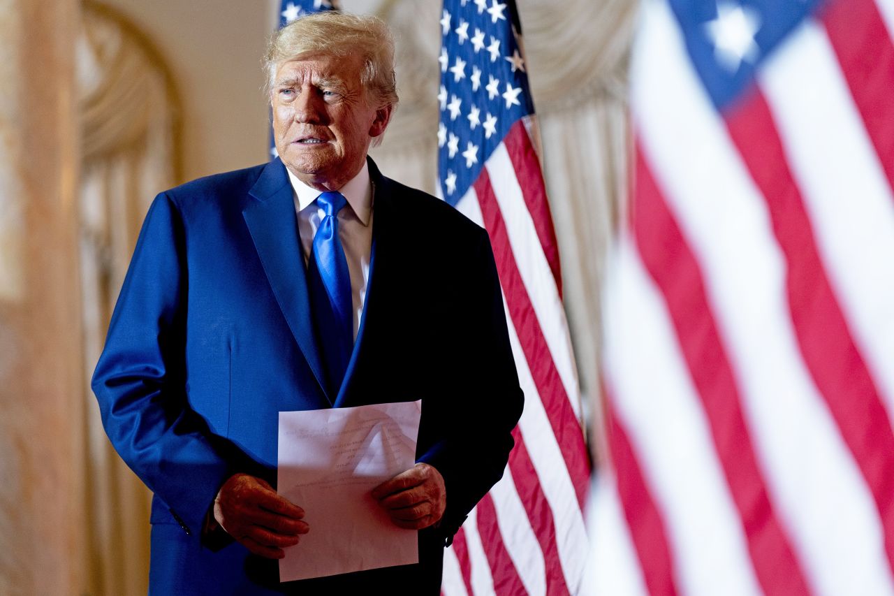 Former President Donald Trump takes the stage to speak at Mar-a-lago on Election Day, Tuesday, November 8, 2022, in Palm Beach, Florida.