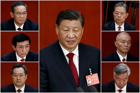 The new seven-member Politburo Standing Committee in Beijing on Sunday.